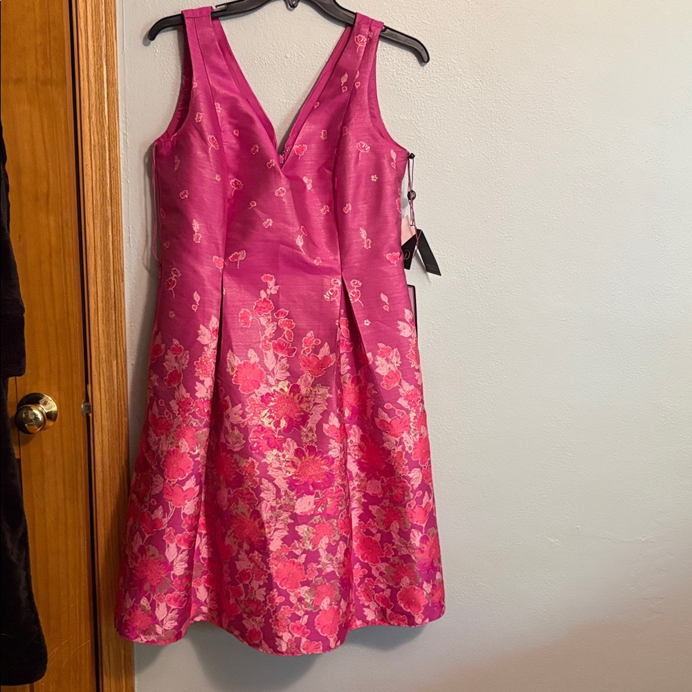 NWT Adrianna Papell Pink Floral Sleeveless Dress